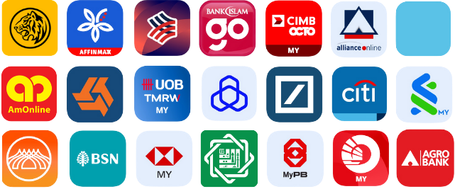 Kami terima semua bank online Malaysia